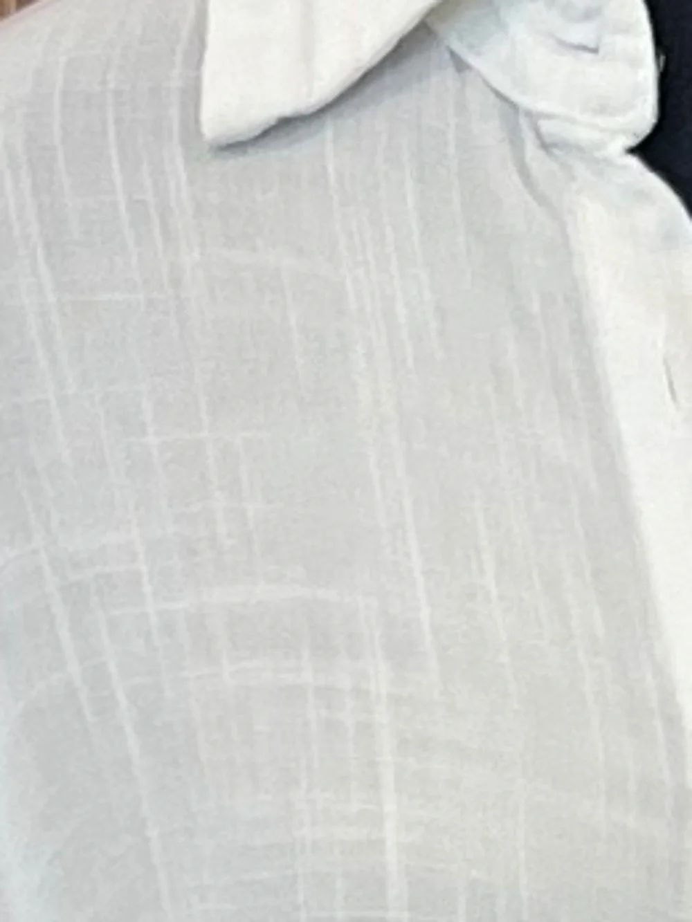White Cropped Button Up Shirt XS Soft Lightweight Drawstring Waist Blouse